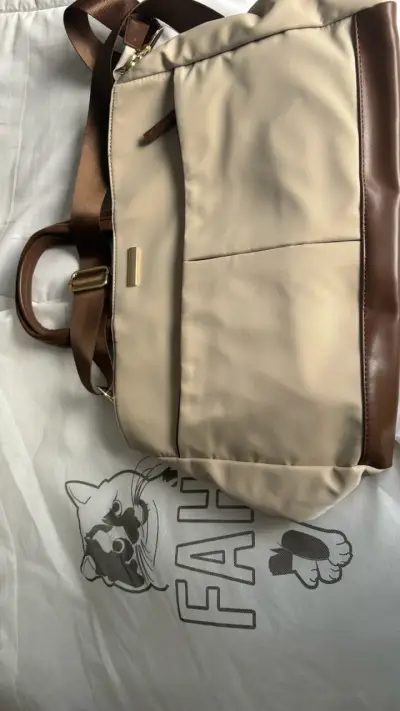 Bolso tote beige con detalles marrones - miniatura 2