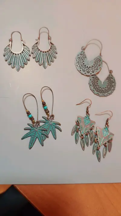 Set de aros bohemios en tonos turquesa - miniatura 1