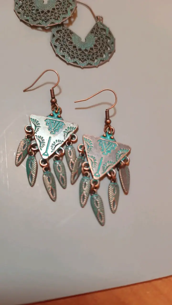 Set de aros bohemios en tonos turquesa - 2