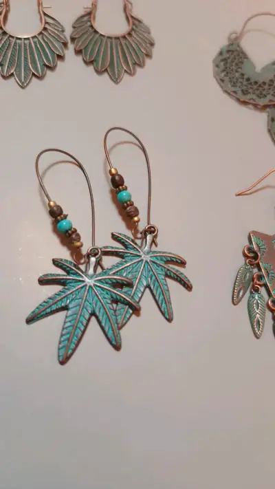 Set de aros bohemios en tonos turquesa - miniatura 3