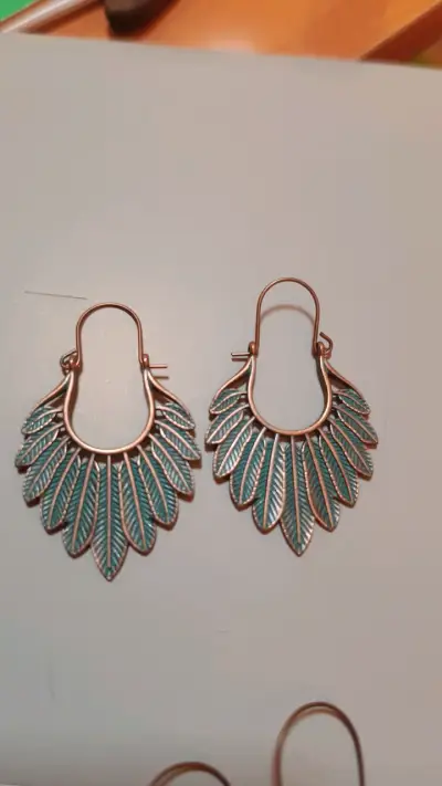 Set de aros bohemios en tonos turquesa - miniatura 4