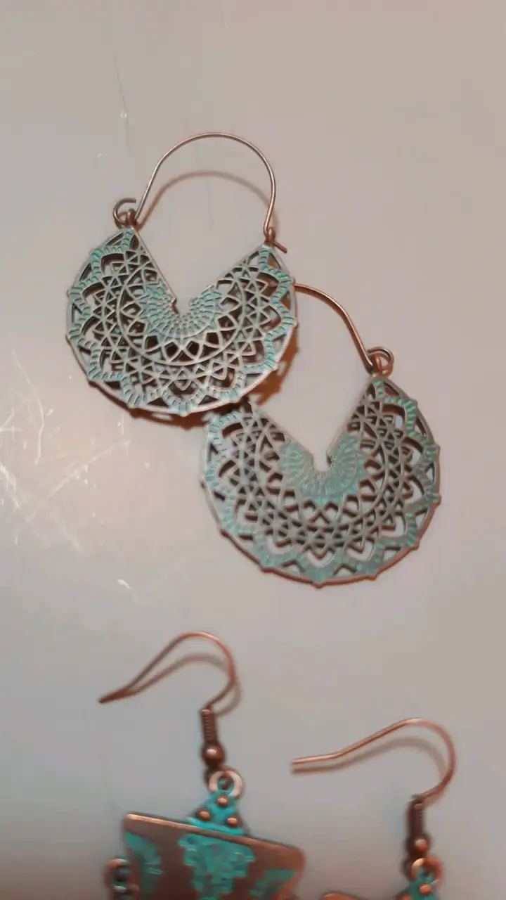 Set de aros bohemios en tonos turquesa - 5
