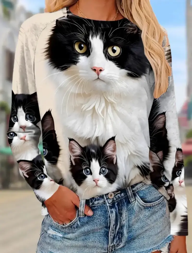 Polerón con diseño de gatos en 3D