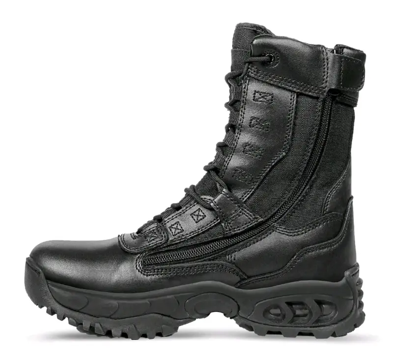 Botas tácticas negras de cuero y tela - 2