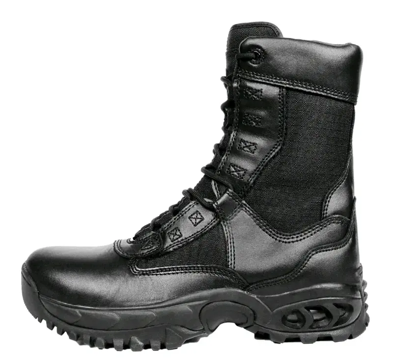 Botas tácticas negras de cuero y tela - 3