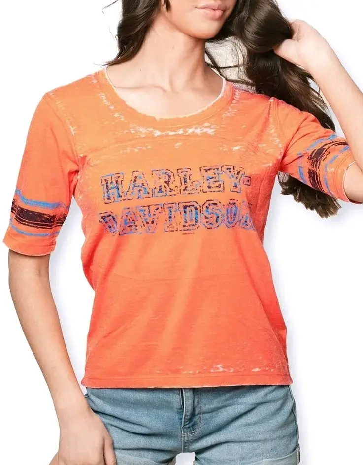 Polera Harley-Davidson naranja desgastada - 1