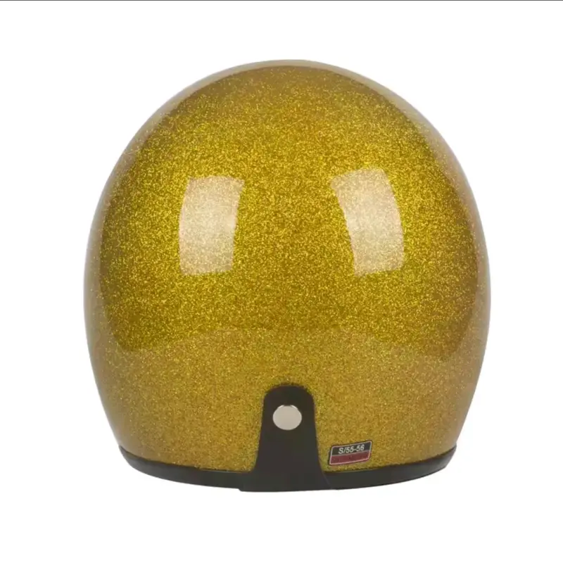 Casco de moto vintage dorado con visera - 4