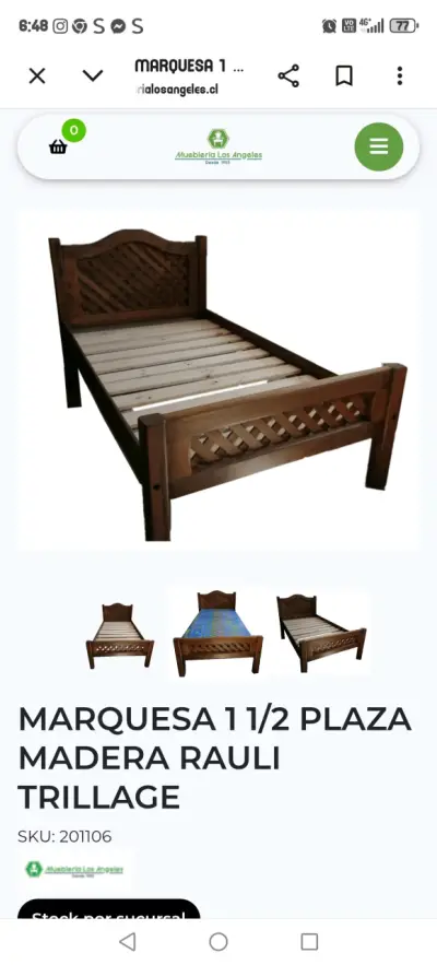 Cama de madera raulí 1 1/2 plaza - miniatura 2