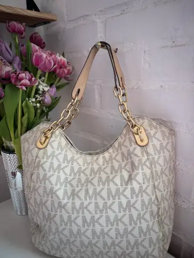 Bolso Michael Kors beige con logo - miniatura 4