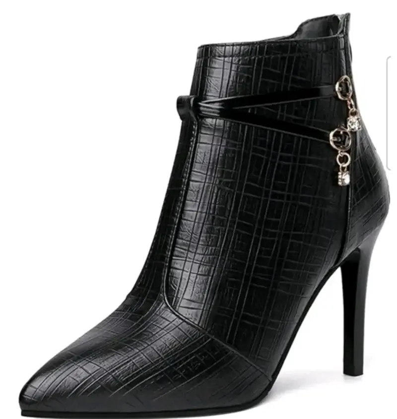 Botines de tacón alto negros elegantes. - 2