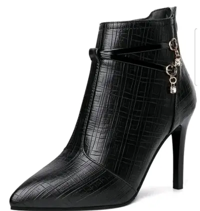 Botines de tacón alto negros elegantes. - miniatura 2