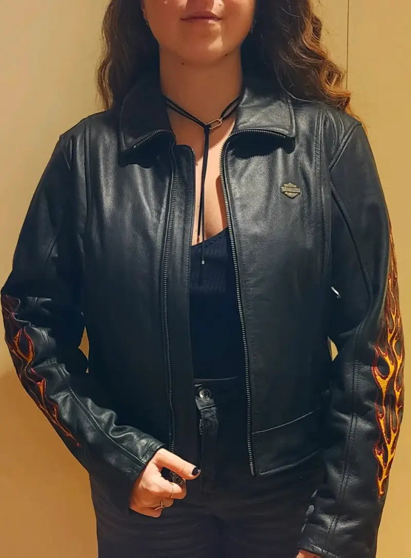 Chaqueta de cuero Harley Davidson bordada talla M - 6