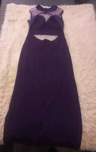 Vestido largo morado con transparencias - miniatura 6