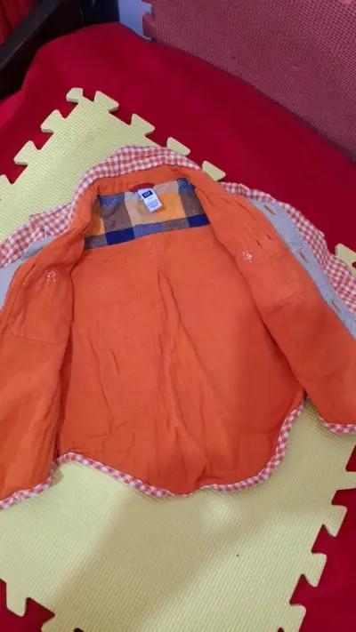 Camisa de niño a cuadros GAP naranja - miniatura 2