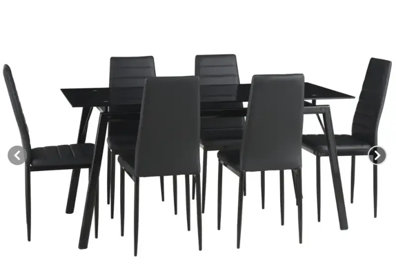 Juego de comedor moderno con mesa de vidrio y 6 sillas - 2