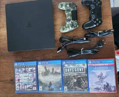 PS4 Slim 1TB + 2 controles + 4 juegos - miniatura 1