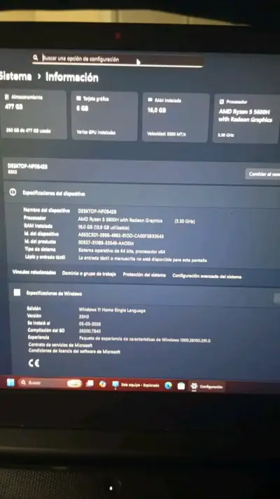Laptop Lenovo Ideapad Gaming con AMD Ryzen5 Rtx - miniatura 3