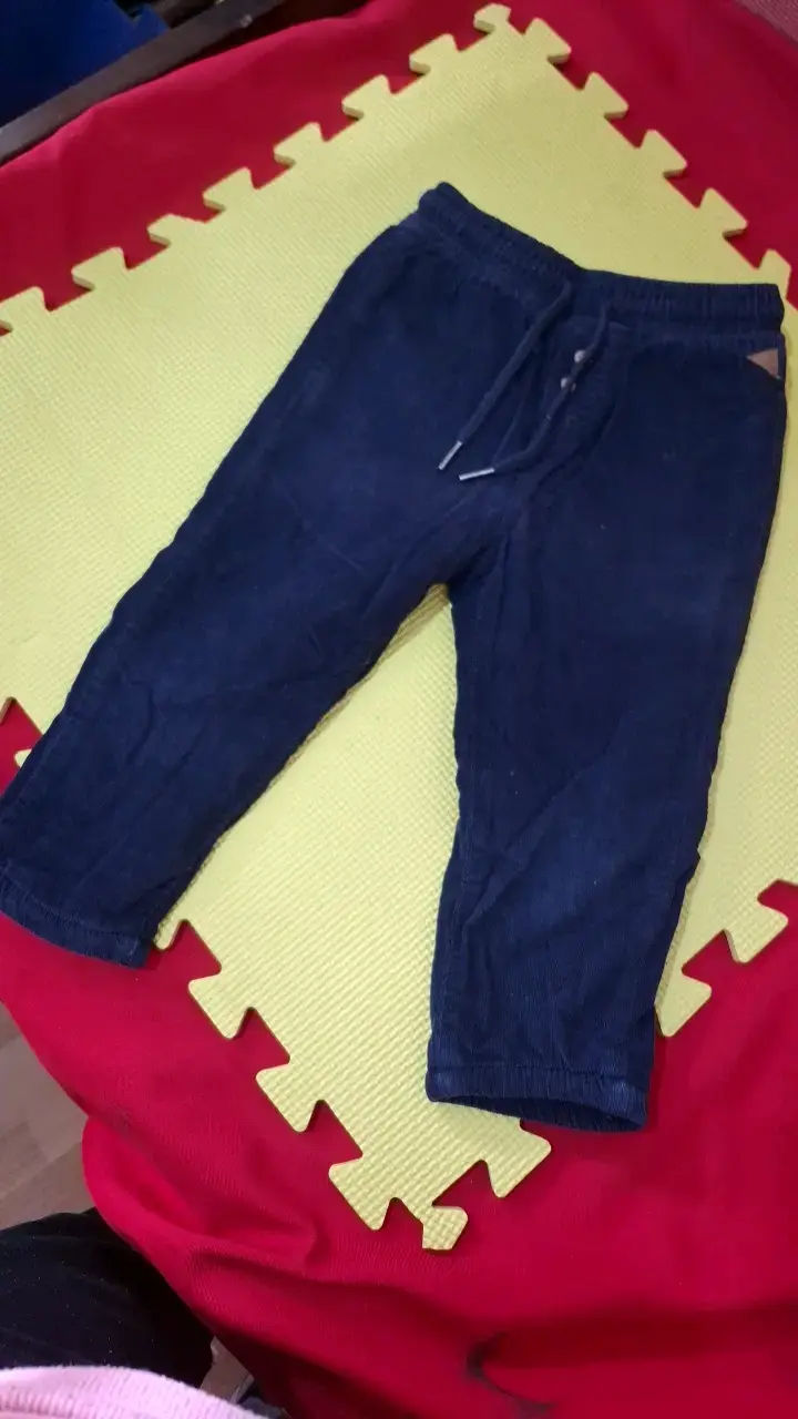 Pantalon de niño azul marino con cordón - 1