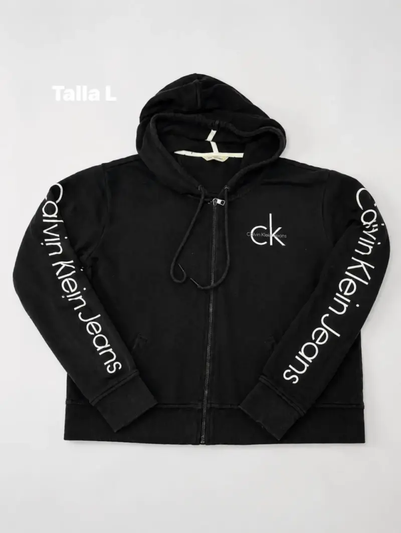 Polerón Calvin Klein negro con capucha talla L
