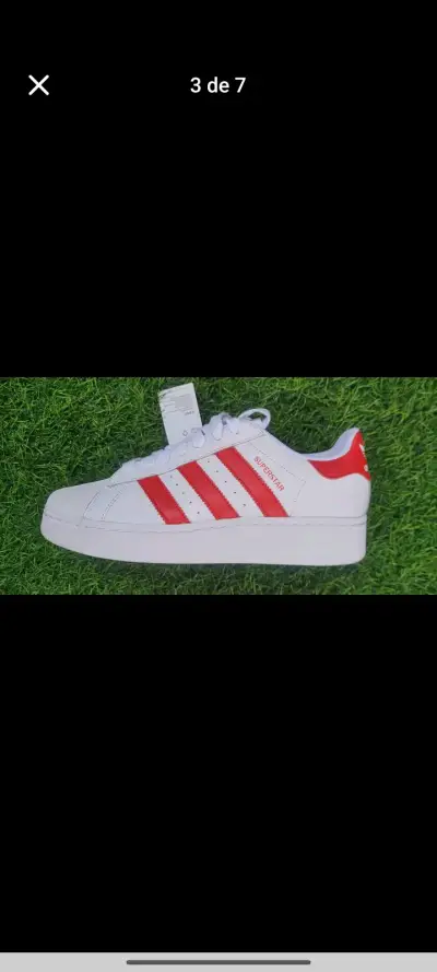 Zapatillas Adidas Superstar blancas y rojas - miniatura 1