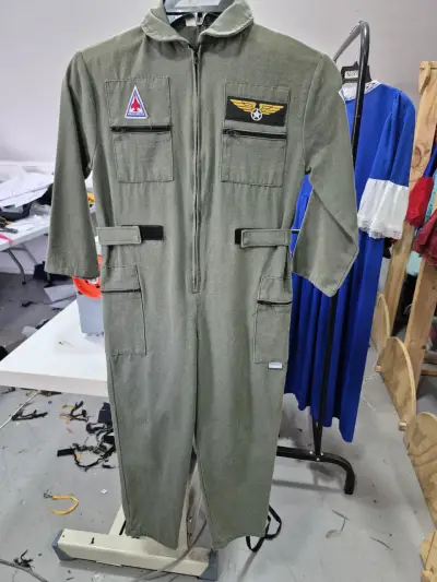 Disfraz de piloto militar verde unisex talla 8 - miniatura 1
