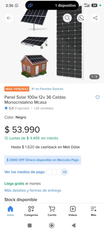 Bomba sumergible solar 70mts 24v - miniatura 2