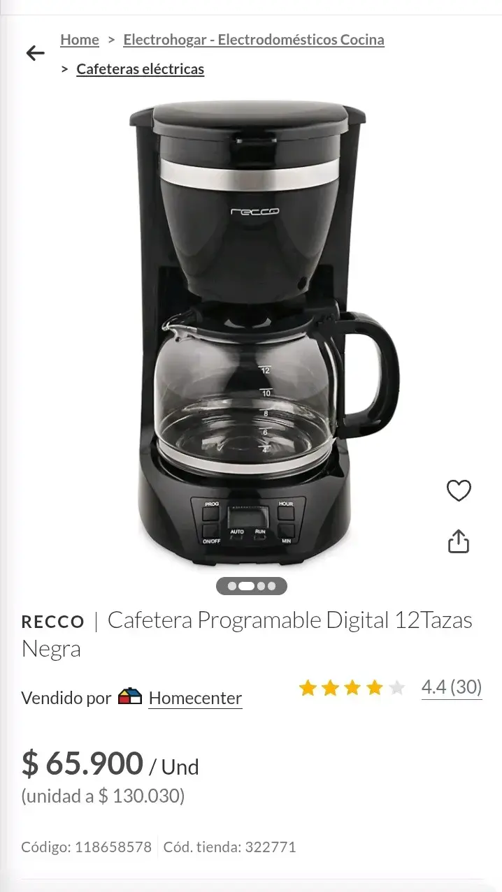 Cafetera eléctrica Recco 12 tazas - 2