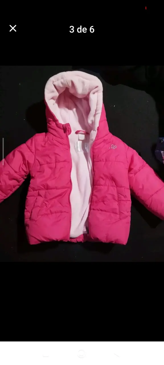 Chaqueta infantil rosada con capucha - 1