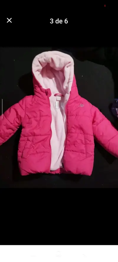 Chaqueta infantil rosada con capucha - miniatura 1