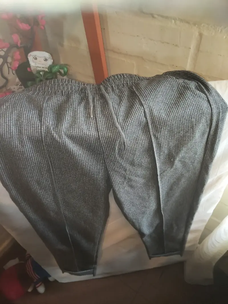Pantalones de lana gris con cintura elástica - 2