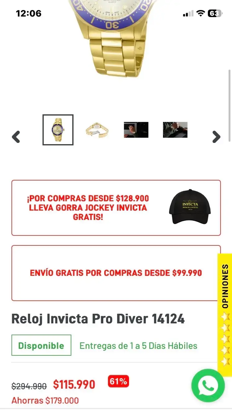 Reloj Invicta Pro Diver 14124 - 5