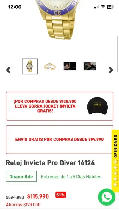 Reloj Invicta Pro Diver 14124 - miniatura 5