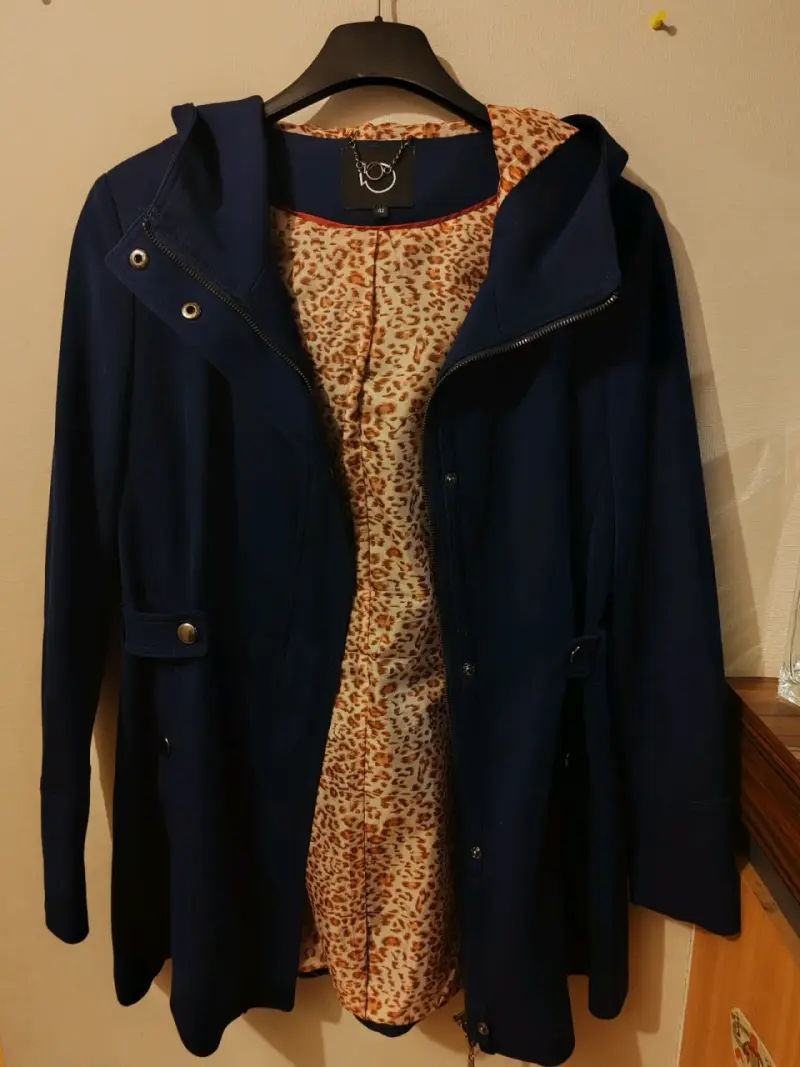 Abrigo IO azul con forro estampado animal print - 1