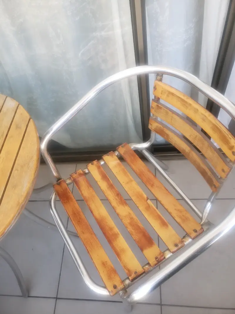 Juego de terraza con mesa y sillas de madera + coj - 3