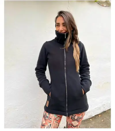 Poleron negra de polar con cierre - miniatura 2