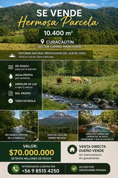 Hermosa parcela en venta en Curacautín - miniatura 1