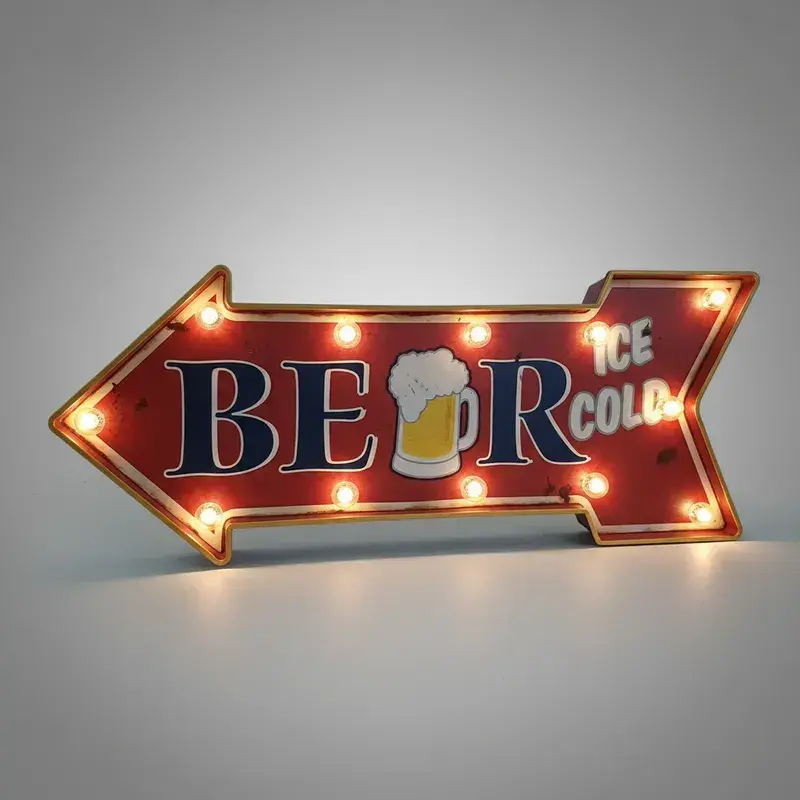 Letrero vintage de cerveza con luces - 1