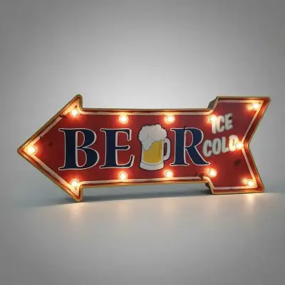 Letrero vintage de cerveza con luces - miniatura 1