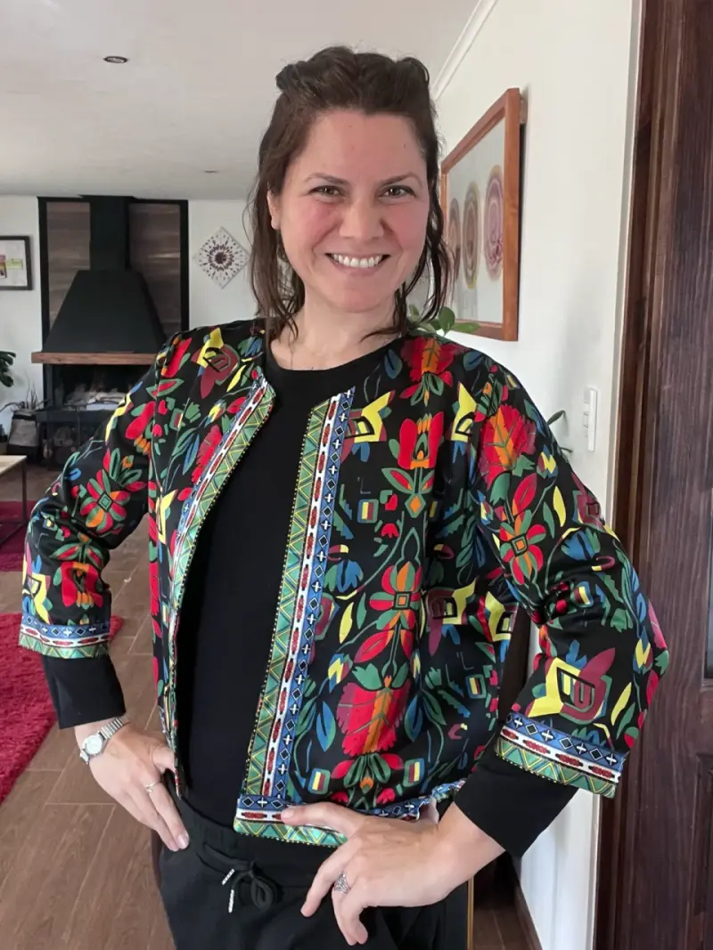 Chaqueta estampada floral colorida mujer - 1