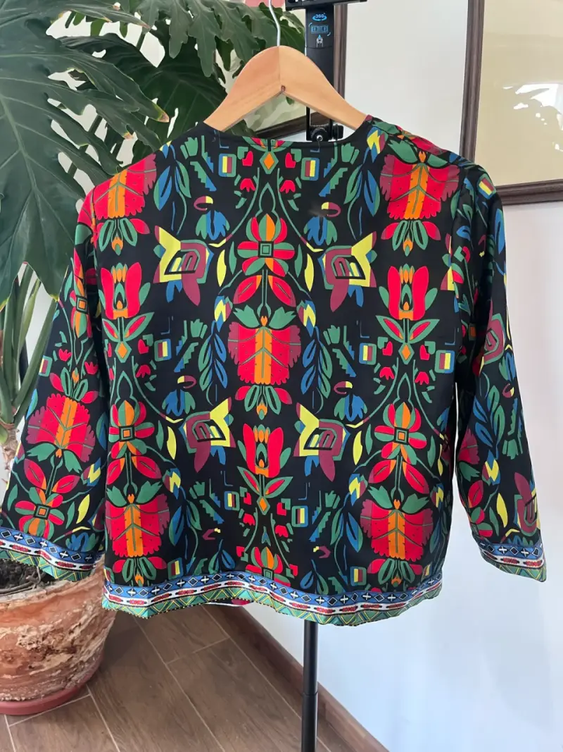 Chaqueta estampada floral colorida mujer - 3