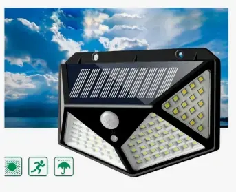 Set 4 luces solares 100 LED con sensor de movimien - 2