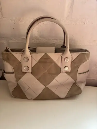 Bolso beige Michael Kors con diseño de cuadros - miniatura 3