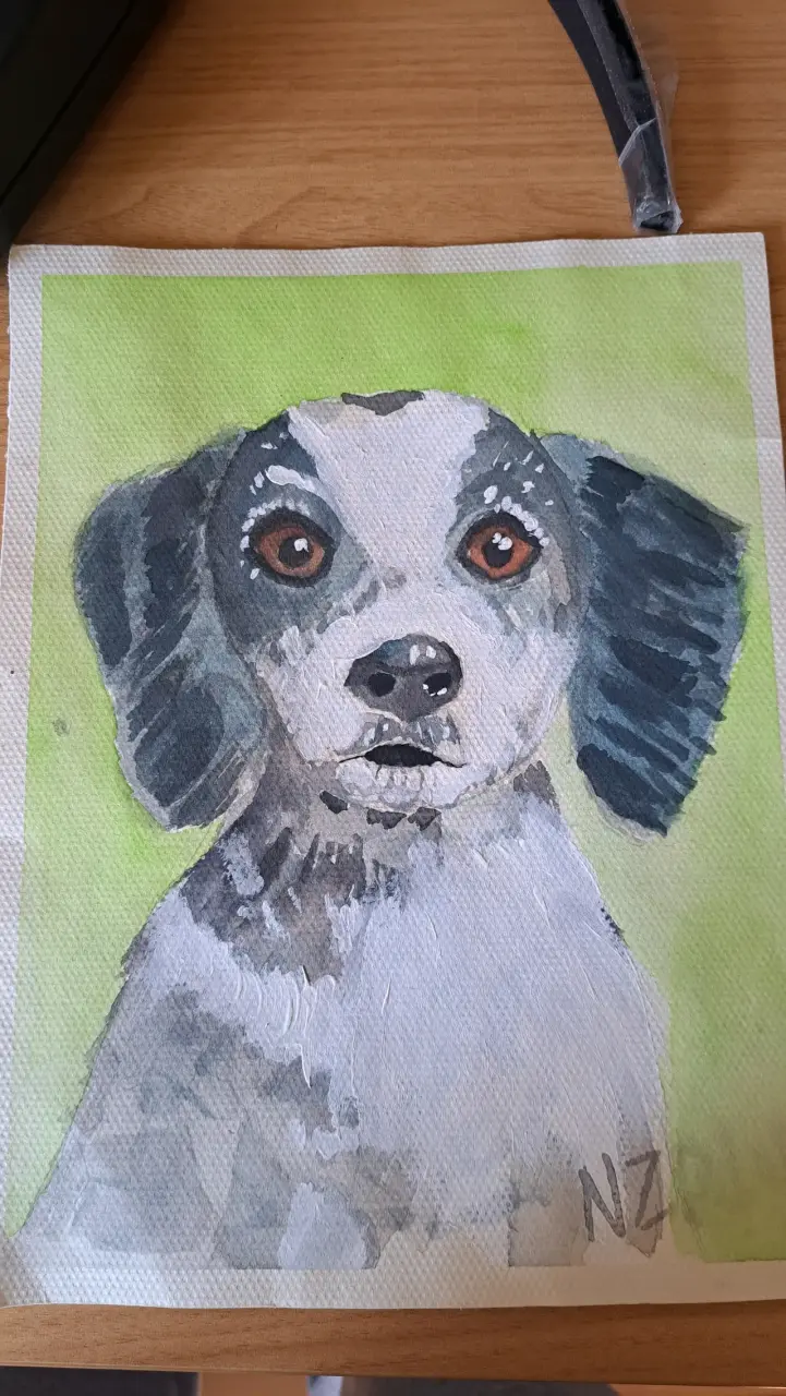 Cuadro de acuarela de perro en lienzo