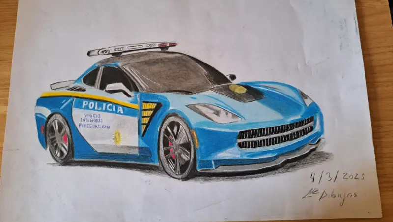 Dibujo de auto de policía deportivo a color