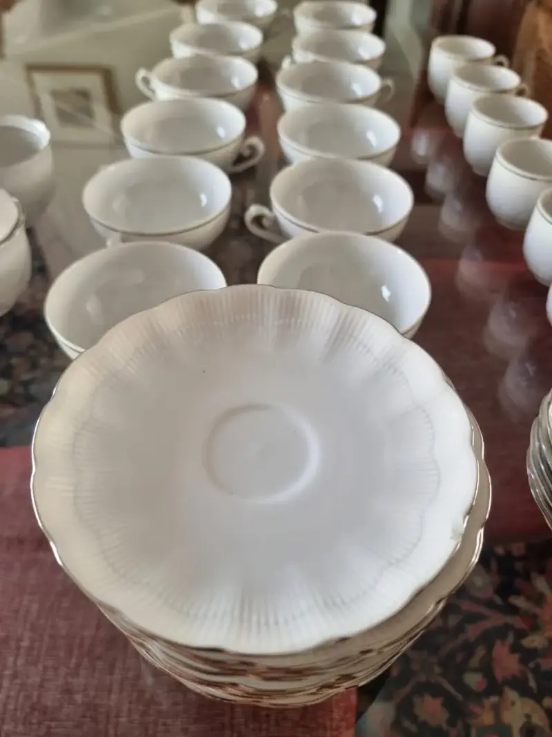 Juego de tazas de porcelana blanca elegante - 1