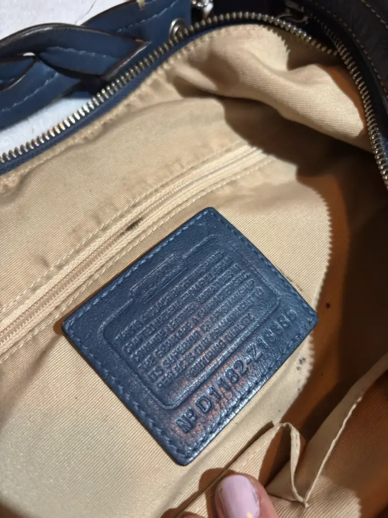 Bolso de cuero azul con asa trenzada - 3