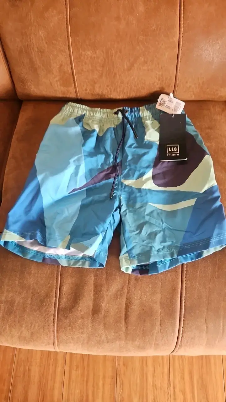 Short de baño azul estampado Leo - 1