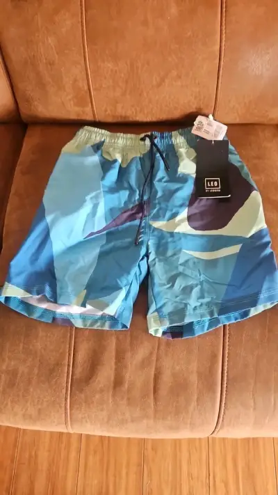 Short de baño azul estampado Leo - miniatura 1
