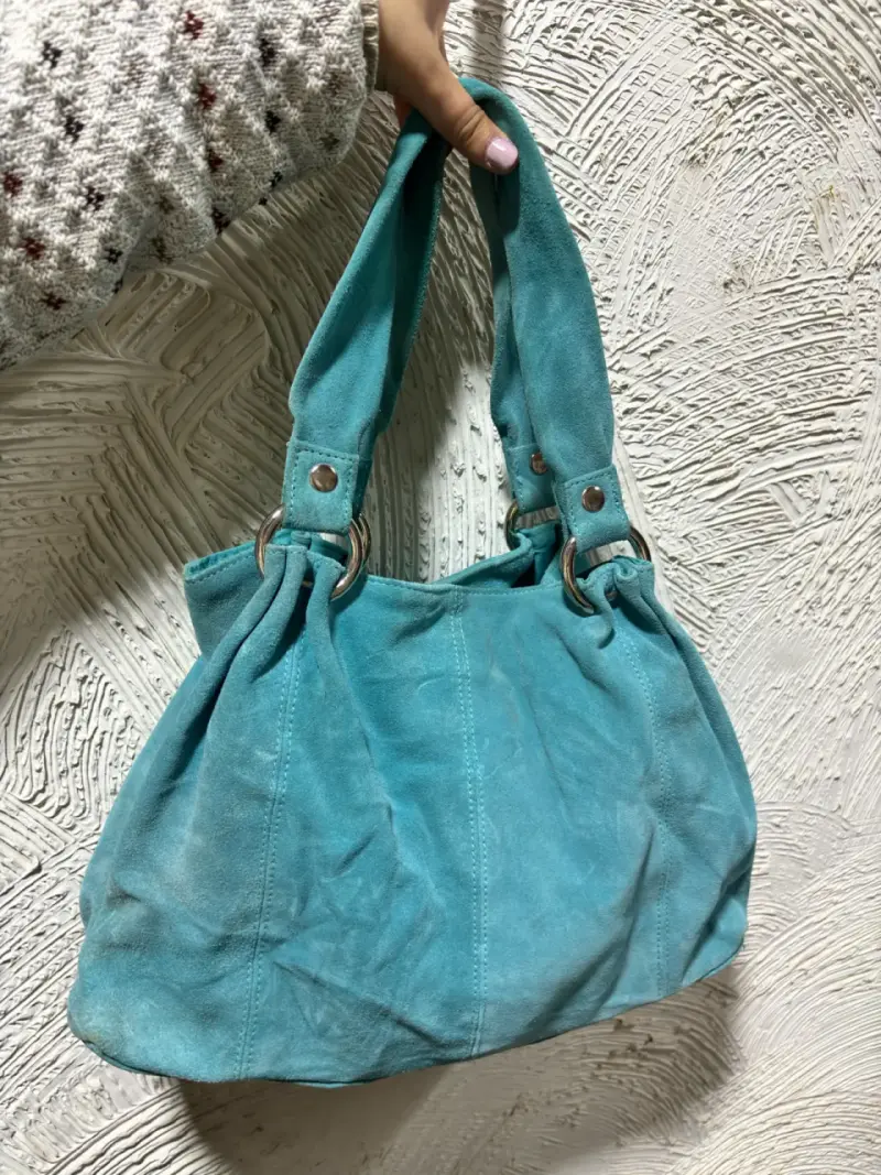 Bolso de gamuza azul turquesa - 2