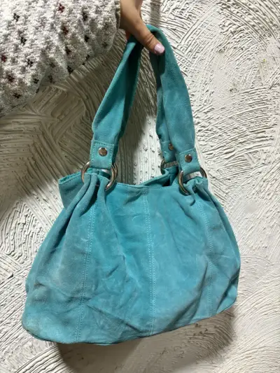 Bolso de gamuza azul turquesa - miniatura 2